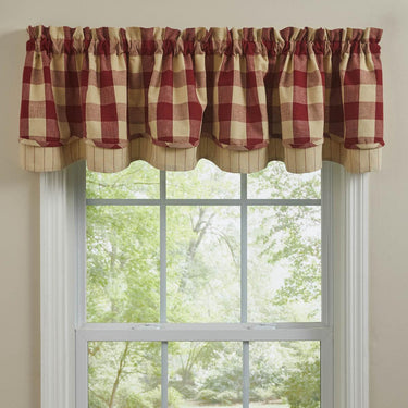 Wicklow Check Valance - Lined Layered Garnet Park Designs - The Fox Decor